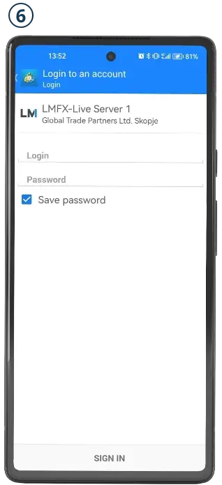 Enter your trading account credentials