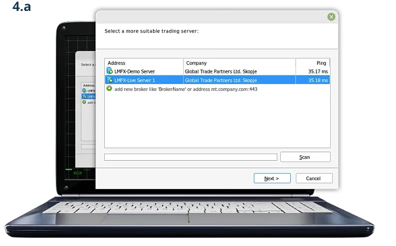 Choose server and click on 'Next' button